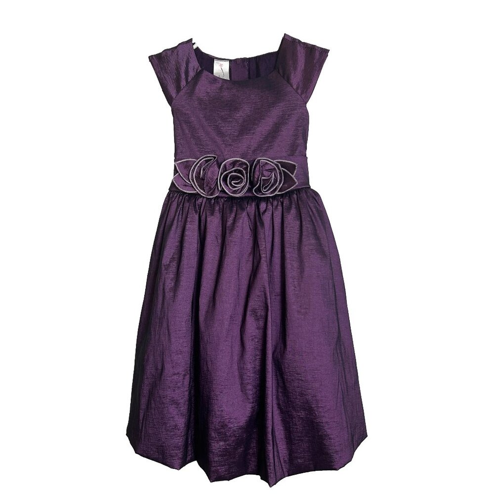 Vintage Julia Lee Girls Size 6 Purple Dress Rosettes Dressy Wedding Church